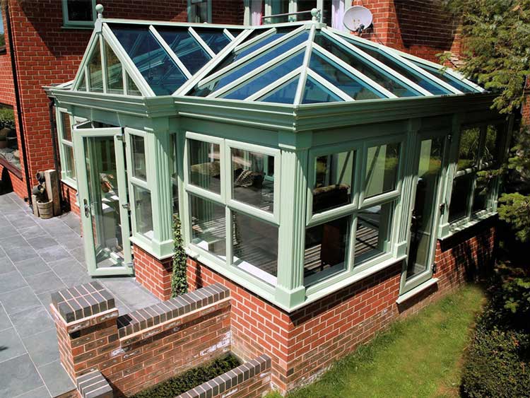 A t-shape conservatory for a home in Bournemouth.