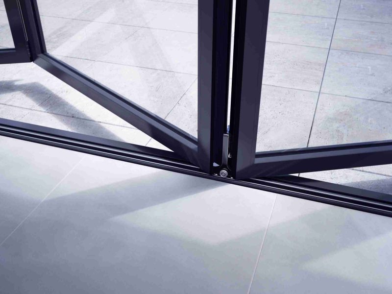 Black aluminium Korniche aluminium bifold doors.