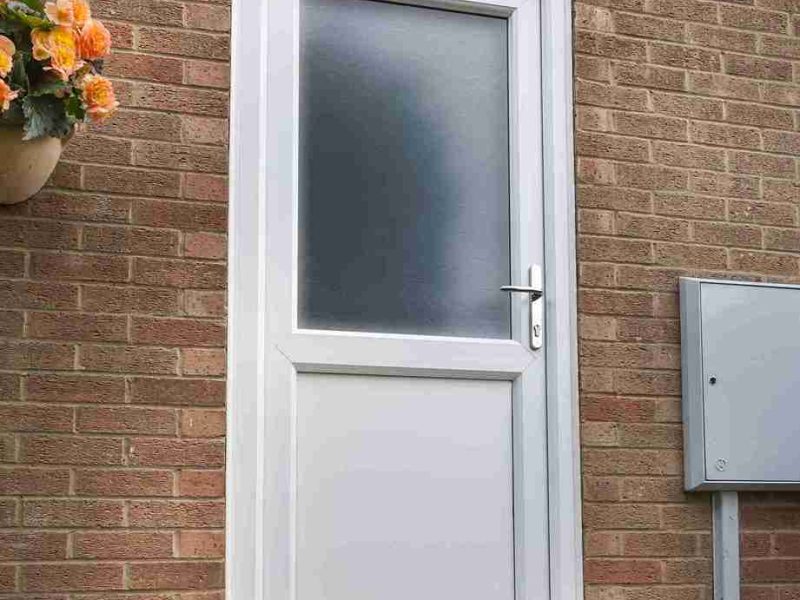 white back door frosted glass